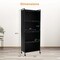 Costway 5-Tier Kitchen Baker's Rack Storage Cabinet Mobile Microwave Stand Flip-up Doors White/Black/Grey/Green
